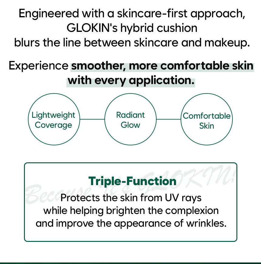 Glokin Emerald Glow Collagen Perfecting Cushion 13g (Silk Beige)