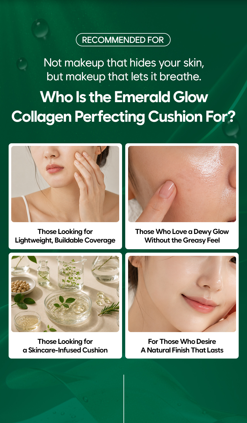 Glokin Emerald Glow Collagen Perfecting Cushion 13g (Silk Beige)
