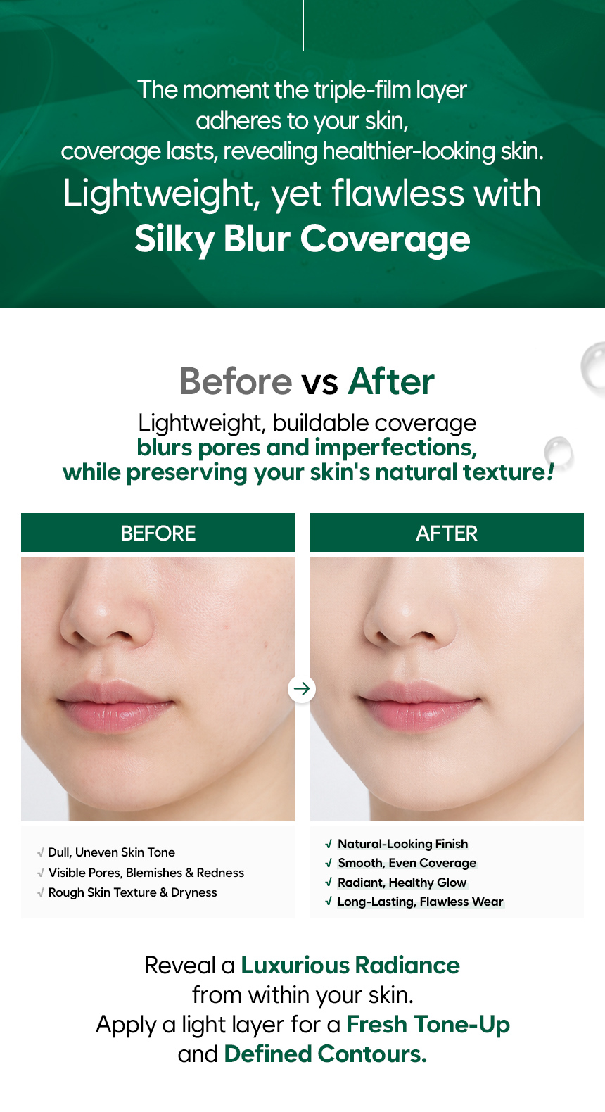 Glokin Emerald Glow Collagen Perfecting Cushion 13g (Silk Beige)