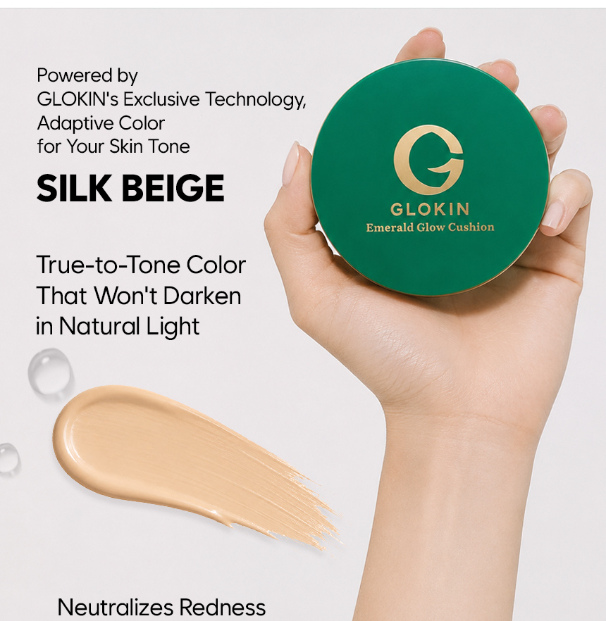 Glokin Emerald Glow Collagen Perfecting Cushion 13g (Silk Beige)