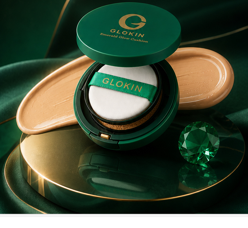 Glokin Emerald Glow Collagen Perfecting Cushion 13g (Silk Beige)