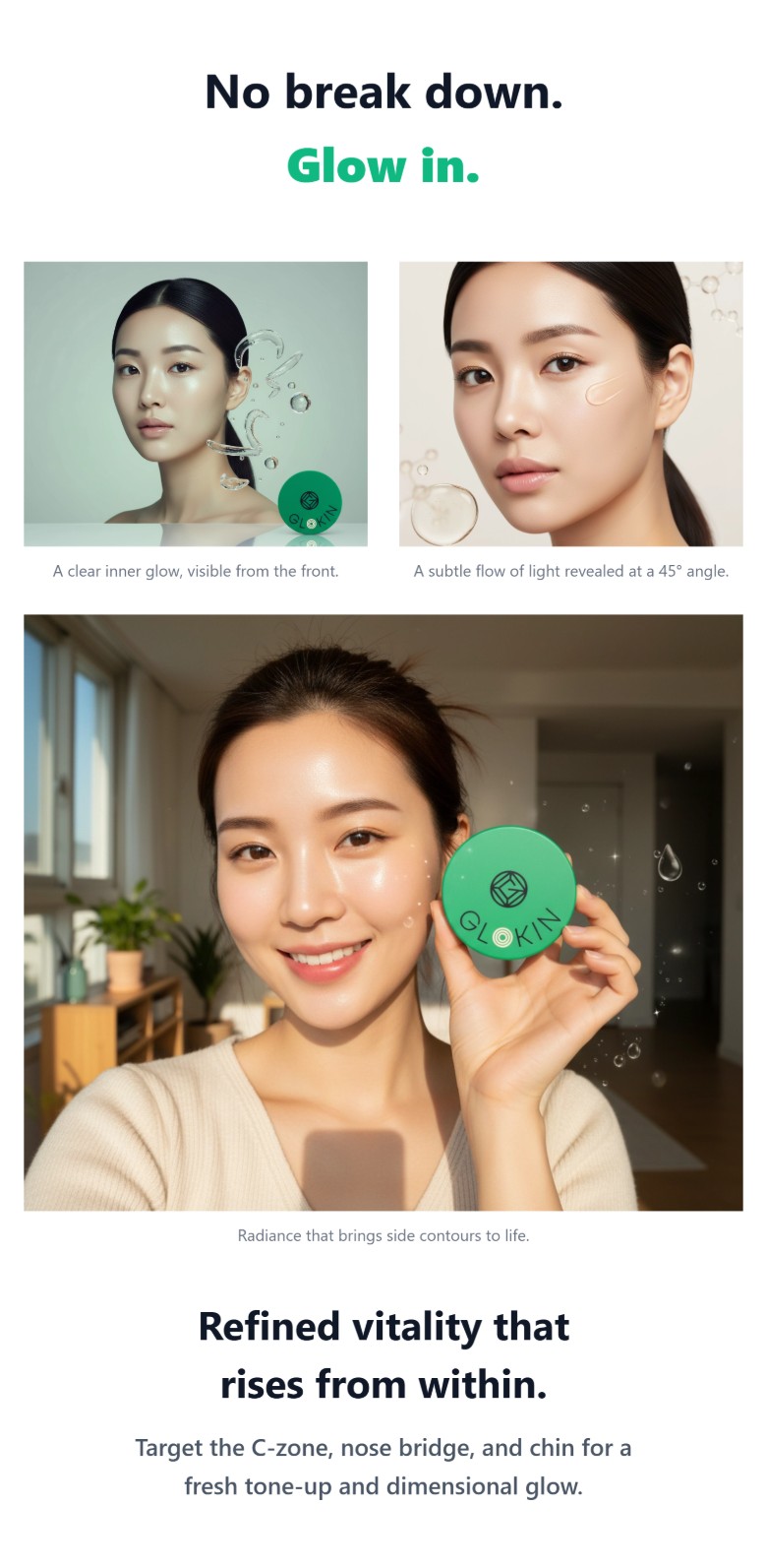 Glokin Emerald Glow Collagen Perfecting Cushion 13g (Silk Beige)